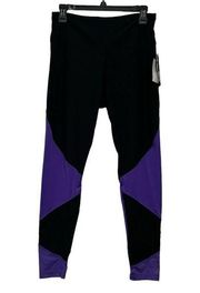 Bally Total Fitness Black & Purple Capri Leggings Large NEW