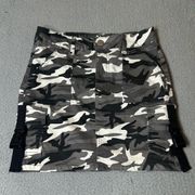 VIP Jeans Skirt Womens Juniors Medium Gray Camo High Rise Cargo Mini Skirt