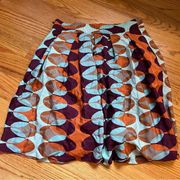 Anthropologie HD In Paris Silk Skirt Geometric Print A-Line Multicolor size 2