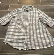 Soft surroundings 3xl womens contrast plaid button down blouse