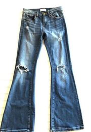 Greywire New York Anthropologie Revolve Flare Denim Blue Jeans Size 24 Distress