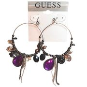 NWT Guess Charm Hoop Earrings