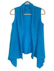 J. McLaughlin Cashmere Open Front Sleeveless Cardigan Blue Small