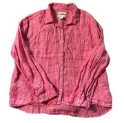 Rachel Zoe women's linen red button down long sleeve shirt size medium