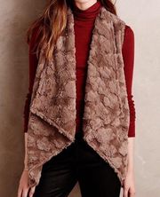 Anthropologie Elevenses Faux Fur Waterfall Vest: Tan