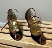 Dolce & Gabbana Women’s Shoes Black brown Fabric Open toe Platform Heels 38.5