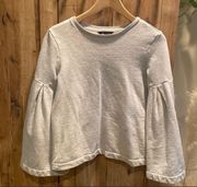 Heather gray sweatshirt with puffer sleeves