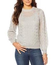 Jessica Simpson Hazel Loose Knit Crewneck Pullover in Grey, Size XL New w/Tag