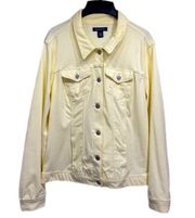 Bandolino Pale Yellow Stretch Button Front Jeans Jacket Women’s Size Large