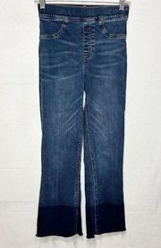 Spanx Cropped Flare Denim Jeans Raw Edge Hem Rise Sz XS (25x26) 20231R