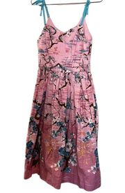 Hell Bunny Pink & Blue Cherry Blossom Dress S