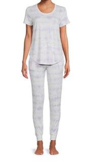 Jaclyn Intimates Womens Tie Dye Look PJ’s Small Lilac White Joggers & Top New