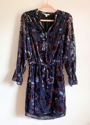 Carolina Belle Montreal Dark Navy Long Sleeve Fall Mini Dress Velvet Appliqué 4