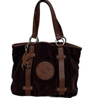 Kipling Suede Leather Tote Shoulder Bag Brown Flawless Double Handle RARE