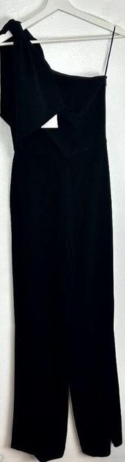 DRESS THE POPULATION Tiffany One-Shoulder Jumpsuit in Black Size Small NWT