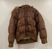 Rocawear Y2K Down Puffer Coat Fur Lined Hood Brown 3X