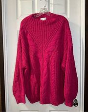 NWT Ava & Viv Fuchsia Pink Cable Knit Pullover Sweater size 2X