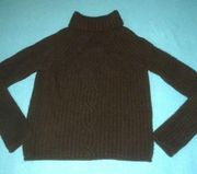 GARNET HILL cashmere dark brown thick ribbed turtleneck long sleeves NEW size S