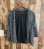 NWT True  open cardigan size 10 black & Silver 75% nylon 20% metallic 5 span