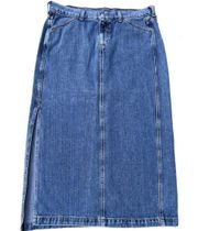 Rare Blue Denim Maxi Long Surplus Skirt