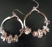 Nicole Miller rose gold Hoops w Rotating Pave Ring