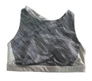 Joy Lab Sports Bra Women Large Grey Metallic Print Glitter Criss Cross Back Poly