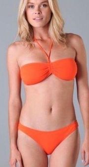 Ruched Bandeau Bikini Top in Tangerine 🍊