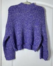 Sincerely Jules Purple Mock Neck Cropped Knit Sweater, Medium NWT