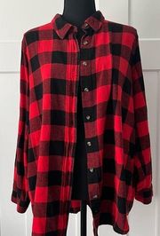 Woman Within Black and Red Flannel Button Down size 18/20.