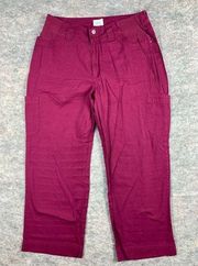 Only Necessities 16WP Pants Cargo Reddish Pink Pockets Elastic Zip Straight