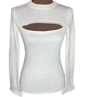 L’Agence Pasha Cut Out Ribbed Sweater in white size XS