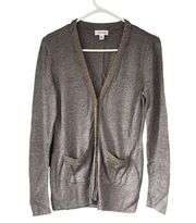 1530 Calvin Klein Gray Silver Metal Mesh Cardigan Sweater Size Small