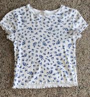 Blue And White Cropped Shirt