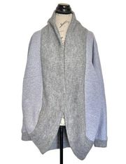 Hem & Thread Womens Gray Knit Fleece Plaid Cardigan Thick Size Medium Collar