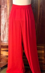 Red Wide Leg High Waist Pants