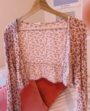 L. A Hearts Pink Floral Cardigan Crop