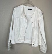 Generation Love Women's Button Front Denim Jacket Size? Long Sleeve White