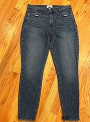 Paige Hoxton Ankle Jeans Dark Blue Denim Cotton Rayon Stretch Womens Size 32