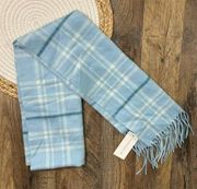 Charter Club Blue Plaid Cashmere Scarf NEW w TAGS 100% Cashmere *SMALL FLAWS*