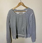 ALL SAINTS 100% Cotton Gray Distressed Sweatshirt‎ W/ Pocket ( 10 )