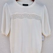 Laundry Women white lace sweater size S