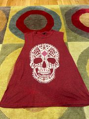 Red Skull Graphic Muscle Tank Top Size Small