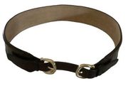 brown croc leather double gold buckle wide waist belt size medium