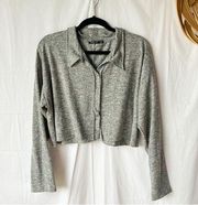 Nasty Gal Cropped Lightweight Sweater Long Sleeve Button Down