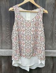 Pleione Layered Floral Sleeveless Blouse Size Sm