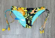 Lucky Brand Women's Multi Tropical Sunrise Tie Side Bikini Swim Bottoms sz XS
