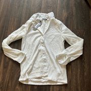 Nasty Gal Emrata White Sequin Button Down