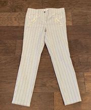 Striped and Embroidered Straight leg pants