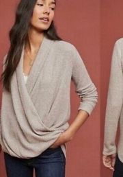 Anthropologie Akemi & Kin Drape Light Brown Wrap Sweater Stretch Oversize Medium