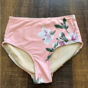 Albion Fit Light Pink Floral  Shock Lulu High Waisted Swim Bottoms